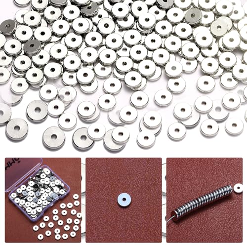 100pcs Silver Plated Brass Flat Disc Spacer Beads for DIY Bracelet, Necklace Jewelry Making (Silver-8mm) - color: Silver-8mm