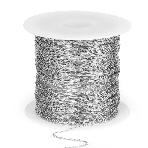 66 FT Small Stainless Steel Cable Chains Roll, 1mm Thin 304 Stainless Steel Oval Cable Link Chains Bulk Spool for Beading Jewelry Making DIY Craft - color: Stainless Steel, size: 1.0mm thickness