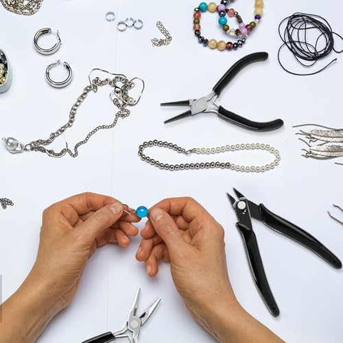 3 Pcs Jewelry Pliers Set Beading Pliers Set with Needle Nose Pliers, Round Nose Plier and Wire Cutter for Jewelry Making Repair Supplies and Crafting,Wire Wrapping Crafts - style: 3pcs Beading Pliers Set