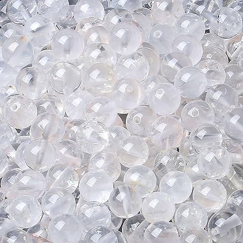 LAIDANLA Clear Quartz 8mm Natural Stone Beads Round Loose Gemstone Stone Beads for DIY Bracelet Necklace Earrings Jewelry Making Polishing Genuine Real Beading Crystal 96PCS 2 Strand 32" - color: V-Clear Quartz, size: 8mm
