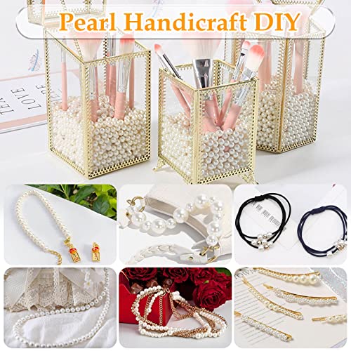 Anezus Ivory Faux Fake Pearls, 8 MM Sew on Pearl Beads with Holes for Jewelry Making, Bracelets, Necklaces, Hairs, Crafts, Decoration and Vase Filler, 800pcs - size: 8 Mm