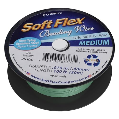 Soft Flex 49 Strand Beading Wire - Medium 0.19 Diameter - 100 Feet Nylon Design Wire - style: Fluorite