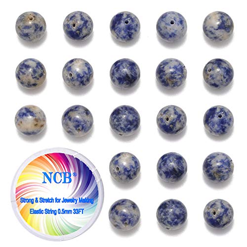 NCB 100pcs Natural Stone Beads 6mm Round Genuine Real Stone Beading Loose Gemstone DIY Charm Beads for Bracelet Necklace Earrings Jewelry Making (Blue Spot Jasper, 6mm 100Beads) - color: Blue Spot Jasper, size: 6mm 100Beads
