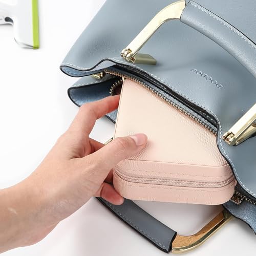 Travel Jewelry Case 2 Pack Mini Travel jewelry Box Portable Organizer Women Girls Gift Box for Rings Earrings Necklaces Bracelets - color: Pink