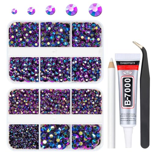 qiipii Purple Rose AB Resin Flatback Rhinestones 2mm 3mm 4mm 5mm 6mm Flatback Black AB Jelly Stones Gems Crystals Diamonds for Face Eyes Makeup Tumblers Bottles DIY Crafts Clothes Shoes Phones Bookes - color: Purple Rose AB