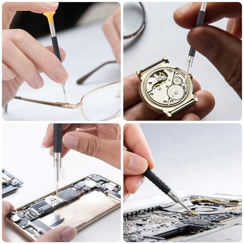 Watch Screwdriver Set with 9pcs Precision Slotted and Phillips，9pcs Different Sizes With 9 Extra Replace Blades Watchmaker Screwdriver Set for Watch/Eyeglass/Jewelry Repair