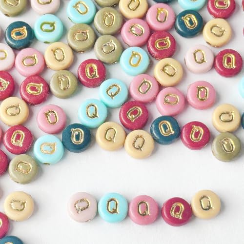200PCS Round Letter Beads,4x7mm Colorful Acrylic Alphabet Q Beads Letter Q Beads with Letters for Bracelet Making Necklace Keychain Jewelry DIY (Letter Q) - color: Letter Q