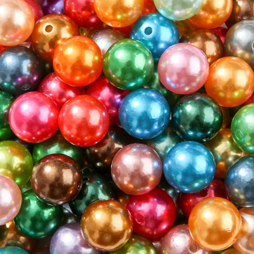 20mm Color Pearl Beads 180pcs Chunk Bubblegum Bead Color Beadbale Pen Ball Beads for Pen Bag Jewelry Making Necklace Bracelets (Pearl) - color: blue&red&green&yellow