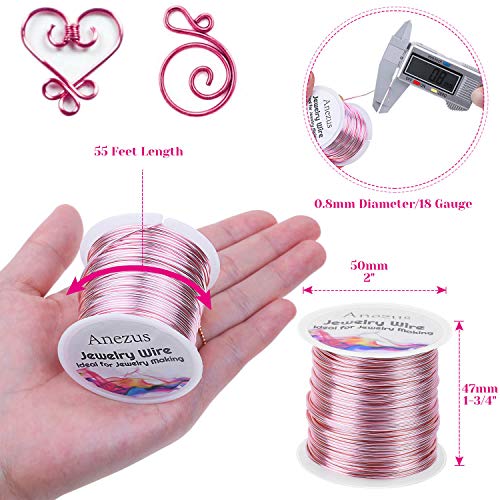 Anezus 18 Gauge Jewelry Wire for Jewelry Making, Anezus Craft Wire Tarnish Resistant Copper Beading Wire for Jewelry Making Supplies and Crafting (18 Gauge, Rose Gold) - color: Rose Gold Pink