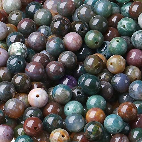 LAIDANLA Indian Agate 8mm Natural Stone Beads Round Loose Gemstone Stone Beads for DIY Bracelet Necklace Earrings Jewelry Making Polishing Genuine Real Beading Crystal 96PCS 2 Strand 32" - color: B-Indian Agate, size: 8mm