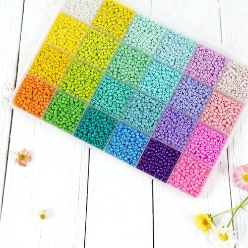 Macaron Color 3mm Seed Beads, 5200Pcs Glass Seed Beads Kit with Storage Box for DIY Necklace Bracelet Crafts - color: Macaron