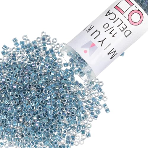 Miyuki Delica Seed Beads – Size 11/0 (1.6 mm), DB0058, Lined Light Blue AB, 7.2 g, Approx. 1440 Beads, Made in Japan - color: DB0058 - Lined Light Blue AB