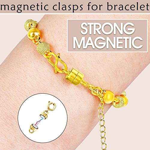 OHINGLT 925 Sterling Silver Magnetic Necklace Clasps and Closures,Gold and Silver Magnetic Clasp Converter for Jewelry Making Supplies,Chain Extender Connector for Small Necklace Bracelet - color: 8Pcs Gold & Silver