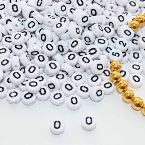 Looconi 300pcs Number Beads 0 Plastic Beads for Jewelry Making - color: Number0, size: 7x4mm