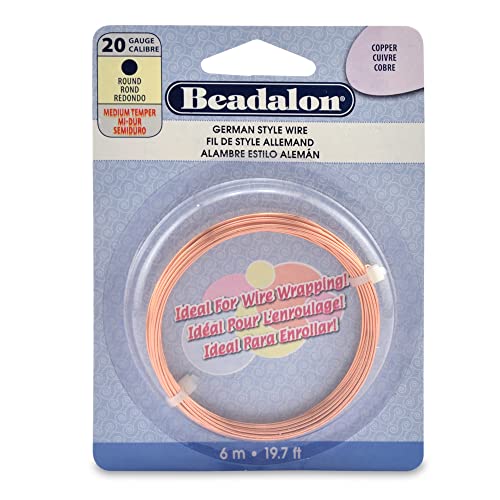 Beadalon German Style Wrapping Wire, Round, Copper, 20 Gauge, 6 m / 19.7 ft - color: Copper, size: 20 Gauge / 19.7 Ft