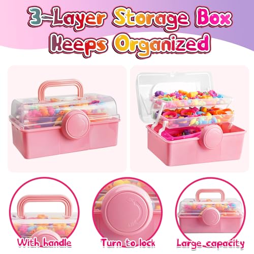 FUNZBO 850pcs Pop Beads - Jewelry Making Kit for 3 4 5 6 7 8 Year Old Little Girls, Arts and Crafts Toys for Kids, Necklace Bracelet Ring Hairband Creativity Snap Set, Birthday Gifts for Kids - size: X-Large