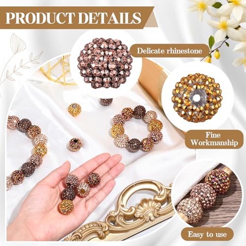 40 Pcs 20 mm Rhinestone Beads Bulk Crystal Round Disco Ball Chunky Bubblegum Beads for Pens Bracelets Charms Craft European Style Jewelry Making Supplies Christmas(5 Colors) - color: 5 Colors