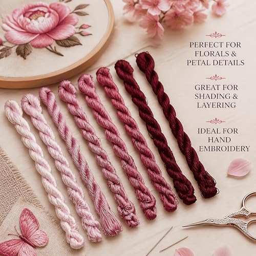 Natural 100% Silk Thread, Handmade Embroidery Thread Silk Floss 8 Colors 110m Each (80) - color: 80