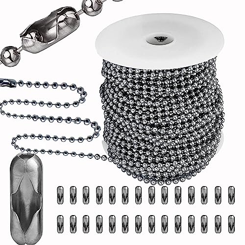 4.5mm Ball Bead Chain, 55ft Stainless Steel Dog Tag Chain with 100 Connectors Clasps for Jewelry Chain DIY Craft Making,Dog Tag Necklace Chains,Men Military Keychain Jewelry Making Supplies (Silver) - color: 4.5mm-55FT & 100pcs connectors