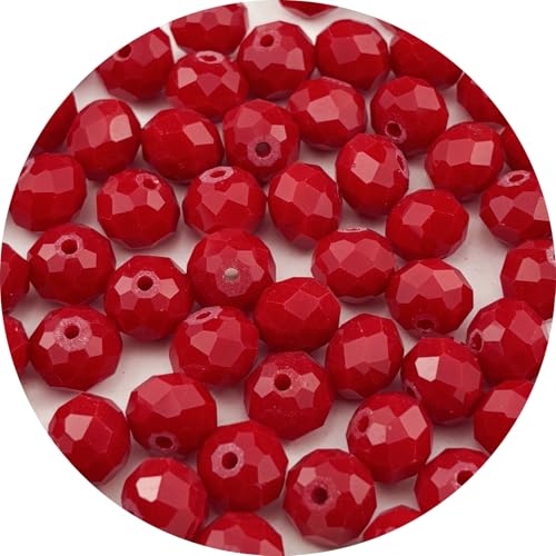 60pcs 10mm Crystal Glass Beads Faceted Rondelle Glass Spacer Beads for Bracelets Necklace Pendants Earrings Key Chains Jewelry Making(Red Porcelain) - color: Red Porcelain, size: 10mm