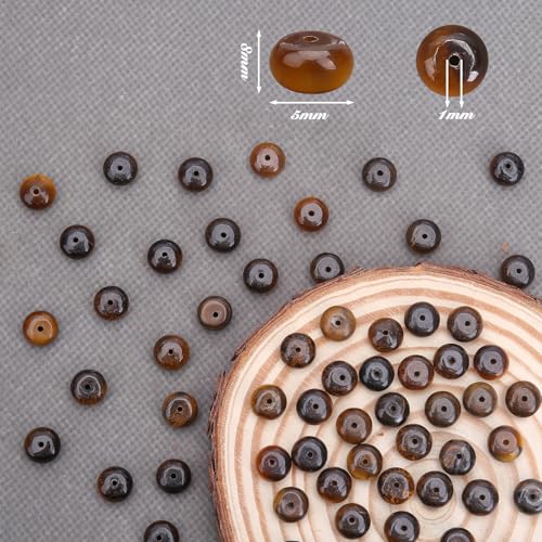 BONNY BOXX Natural 1 Strand 5 * 8mm Classic Tiger Eye Rondelle Beads, Natural Abacus Disk Stone Beads Loose Spacer Gemstone for DIY Bracelet Necklace Jewelry Making - color: Classic Tiger Eye, size: 5*8mm