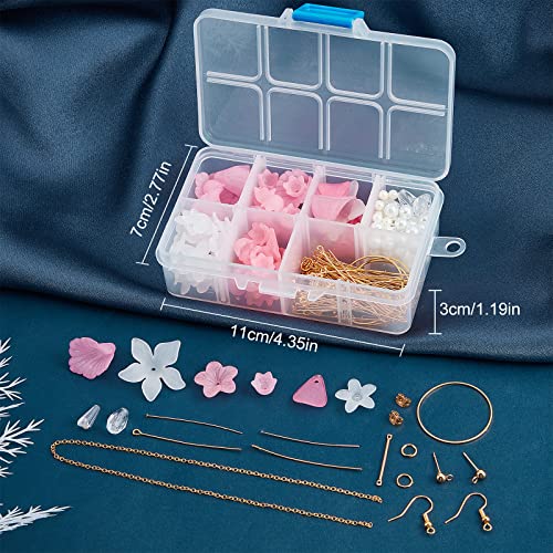 SUNNYCLUE 1 Box DIY 10Pairs Acrylic Flower Charms Petal Charms Earrings Making Kit Pink Flower Pendants Faceted Glass Beads Imitation Pearl Beads Post Earring Findings Ear Hooks Adult Women - color: Diy 10 Pairs Acrylic Flower Pink Earrings