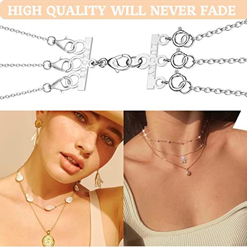 Dailyacc Lucky Necklace Layering Clasp 18K Gold and Silver Multi Strand Clasps for Stackable Necklaces - color: 1Pcs Silver Triple Claps