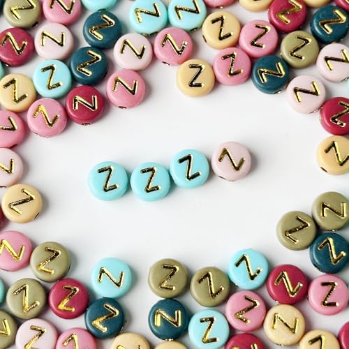 200PCS Letter Beads,4x7mm Colorful Round Acrylic Alphabet Beads Letter Z Beads with Letters for Bracelet Making Necklace Keychain Jewelry DIY (Letter Z) - color: Letter Z