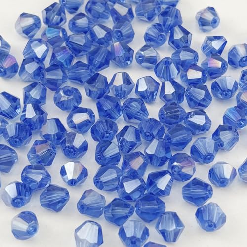 500pcs 4mm Bicone Crystal Glass Beads Faceted Bicone Crystal Beads Bulk Glass Spacer Beads for Bracelets Necklace Pendants Earrings DIY Jewelry Craft Making(Light Blue AB) - color: Light Blue AB, size: 4mm