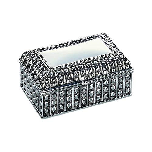 Personalized Silver Plated Rectangular Jewelry Box with Beaded Antique Design | Engraved Gift for Men and Women | Custom Jewelry Box for You and your Loved Ones | Personalized Gift Box