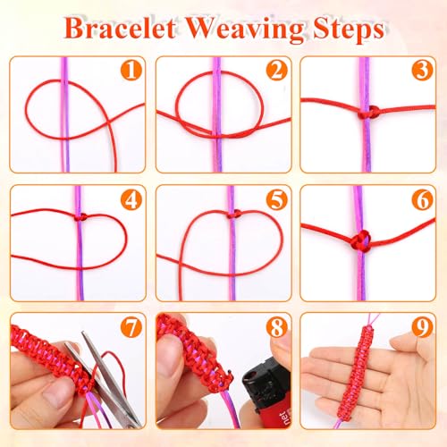 Anezus Red Nylon Cord, Nylon Craft String, Silky Satin Rattail Cord Beading String for Braided Bracelets, Pendants Necklace, Macrame Keychains, Lanyards, Drawstring Bags, DIY Crafts, Sewing Projects - style: Red