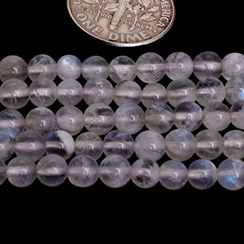 GEM-Inside Genuine 4mm Natural Blue Rainbow Moonstone AAA Grade Gemstone Beads for Jewelry Making 15" - color: Aaa White Moonstone, size: 4mm