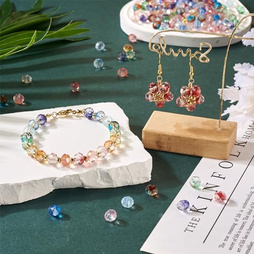 Beadthoven 220Pcs 8mm Rondelle Glass Beads Faceted Rondelle Crystal Beads with Gold Foil Glittery Bling Gem Beads Faceted Briolette Shape Spacers for Bracelet Necklace Jewelry Craft Making Supplies - color: Rondelle Gold Foil, size: 8mm