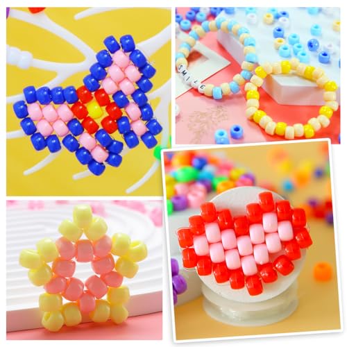 IOOLEEM Green Solid & Glitter Bulk Pony Beads - 4000pc Kit for Friendship Bracelets & Jewelry Making, Easy Storage - color: Green & Glitter