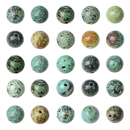 AD Beads 8mm Natural Round Loose Beads 110 Pieces, for Making 108 Mala Prayer Beads Necklace, Bracelet & Yoga Meditation, Jewelry Design (African Turquoise) - color: African Turquoise