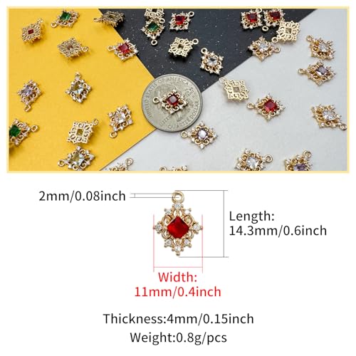 Zirconia Connector Charms Crystal Gold Plated Brass Links for Jewelry Making Bracelet Necklace Earring Pendant Craft Supplies DIY Accessories - color: RhombusA1-Mix-10Pcs