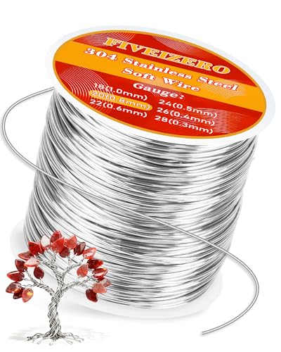 FIVEIZERO 20 Gauge 304 Stainless Steel Wire for Jewelry Making,43yd Stainless Steel Jewelry Wires Thin Metal Craft Wire for Necklace,Bracelet,Earring,Bead Stringing,DIY,Floral and Home Crafts - size: 20 Gauge