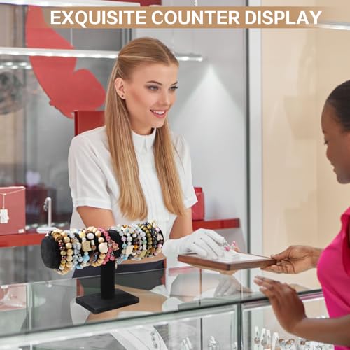 T-Bar Bracelet Display Stand for Selling, Jewelry Storage, Bracelet Holder Stand, Bangle, Jewelry Business Supplies, Watch holder for Women & Men (Black Velvet) - color: Black Velvet