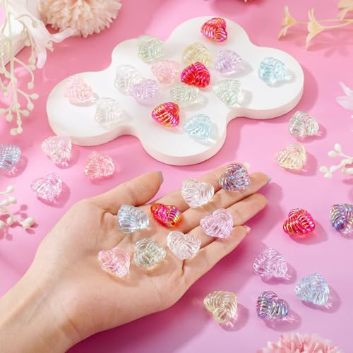 Transparent Acrylic Heart Beads Clear Heart Shape Beads, Craftdady 70Pcs UV Plating Iridescent Love Small Spacer Bead for Jewelry Making Bracelet Necklace Earring DIY Crafts - color: Mixed Color Heart