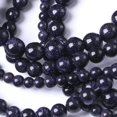 Natural Blue Stars Shine Stone Gemstone Round Crystal Energy Jade Beads Stone Beads for Jewelry Making DIY Bracelet Necklace Jewelry Making 1 Strand 15.5inch 4MM - color: Blue stars shine stone, size: 4MM