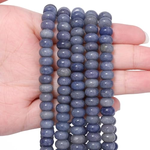 Songxi 5x8mm Natural Blue Aventurine Stone Rondelle Beads, 75PCS Spacer Round Loose Abacus Beads for Jewelry Making, Gemstone for Bracelet Necklace Earrings, Arts and Crafts - color: Blue Aventurine