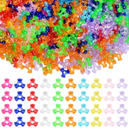 1600Pcs Tri Beads Plastic Kandi Tri Beads Bulk Transparent Colorful Beads for DIY Craft Bracelets Necklace Jewelry Making Friendship Party Decoration Supplies - color: Multicolour