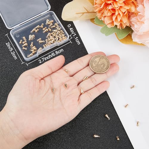 Beebeecraft 1 Box 80Pcs Teardrop Charms Dangle End Beads Extender Chain Drop Water Charms for Jewelry Making Findings - color: Gold, size: 6x3mm/8x4mm
