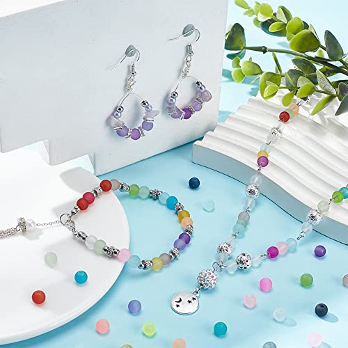 PH PandaHall 1560pcs 24 Color Frosted Glass Beads for Jewelry Making, 6mm Candy Color Frosty Beads Matte Loose Spacer Beads for Friendship Bracelets Necklace Earring Jewelry Making