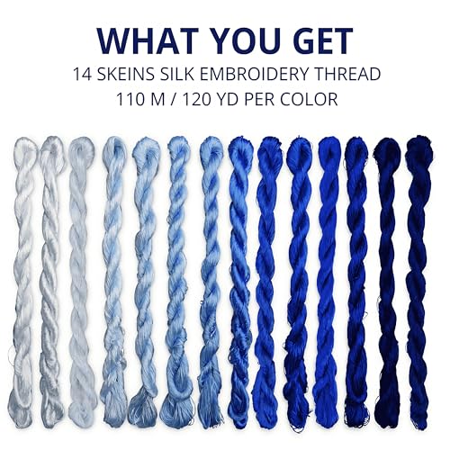 Natural 100% Silk Thread, Handmade Embroidery Thread Silk Floss 14 Colors 110m Each (70) - color: 70
