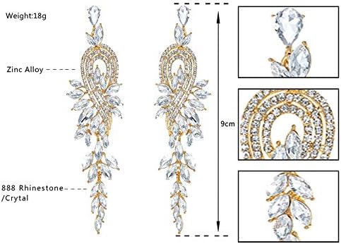 mecresh Marquise Crystal Bridal Chandelier Dangle Drop Earrings Ladies Gifts in Silver/Gold Tone