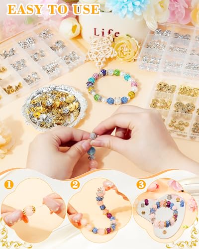 FIVEIZERO 240Pcs Gold Flower Bead Caps for Jewelry Making, 18 Styles Filigree Spacer Caps, Multi-Petal Design, 6mm–16mm for Earrings, Bracelets & Necklaces - color: Gold