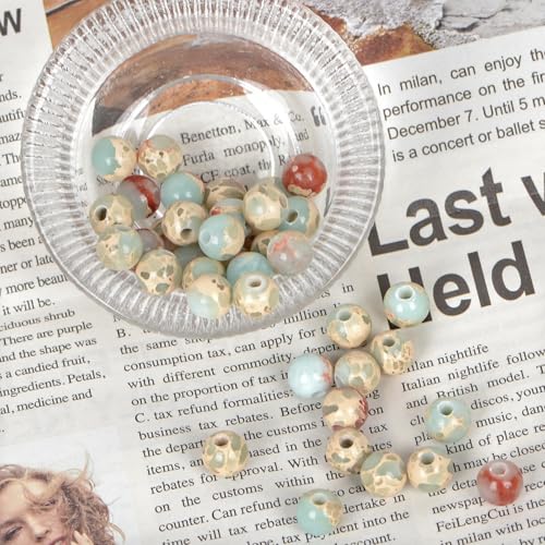 AD Beads Natural Gemstone 8mm Round Loose Beads Big Hole 2.5mm Sized 40pcs (Blue Imperial Jasper) - color: Blue Imperial Jasper