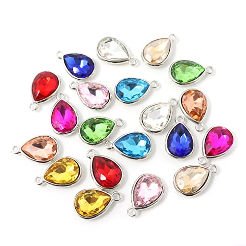 Honbay 20PCS 10x14mm Alloy Glass Crystal Waterdrops Teardrops Charms Pendant for Necklaces, Bracelets, Earrings, Jewelry Making and DIY Crafts - color: Mixed 10 Colors