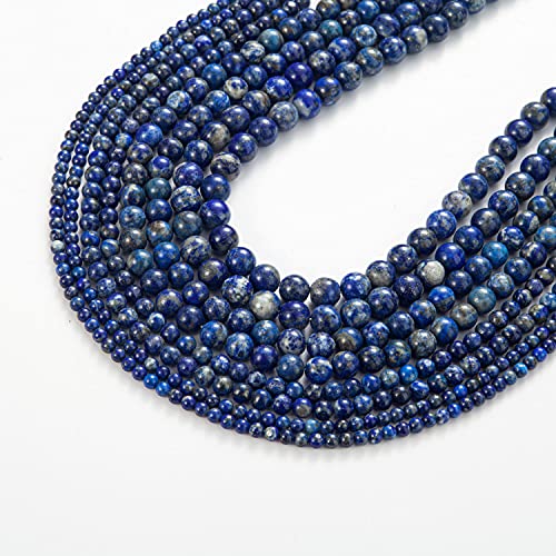 100Pcs Natural Stone Beads 6mm Lapis Lazuli Round Gemstone Loose Beads with Elastic Bracelet String for Bracelets Necklace Jewelry Making - color: Blue Lapis Lazuli, size: 6mm